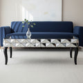 Silver Geometric Coffee Table With Smoked Glass Top & Black Wood Legs, Soho