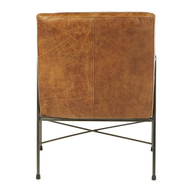 Hoxton Light Brown Genuine Leather & Iron Lounge Chair