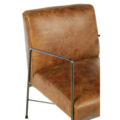 Hoxton Light Brown Genuine Leather & Iron Lounge Chair