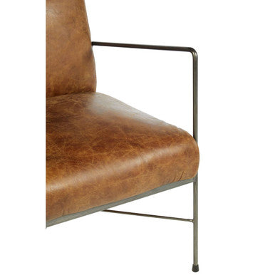 Hoxton Light Brown Genuine Leather & Iron Lounge Chair