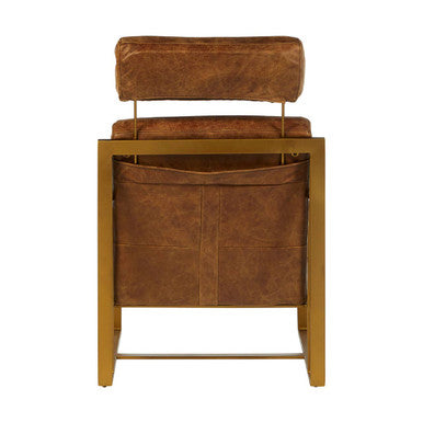 Hoxton Light Brown Leather Lounge Chair With Iron Frame