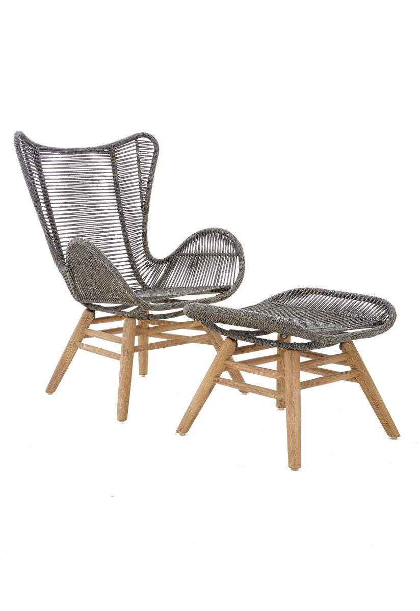 Sisal Grey Rope Lounge Chair & Footstool