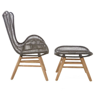 Sisal Grey Rope Lounge Chair & Footstool
