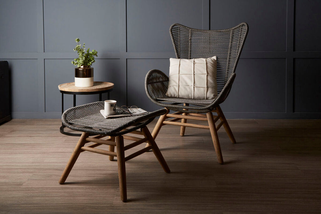 Sisal Grey Rope Lounge Chair & Footstool