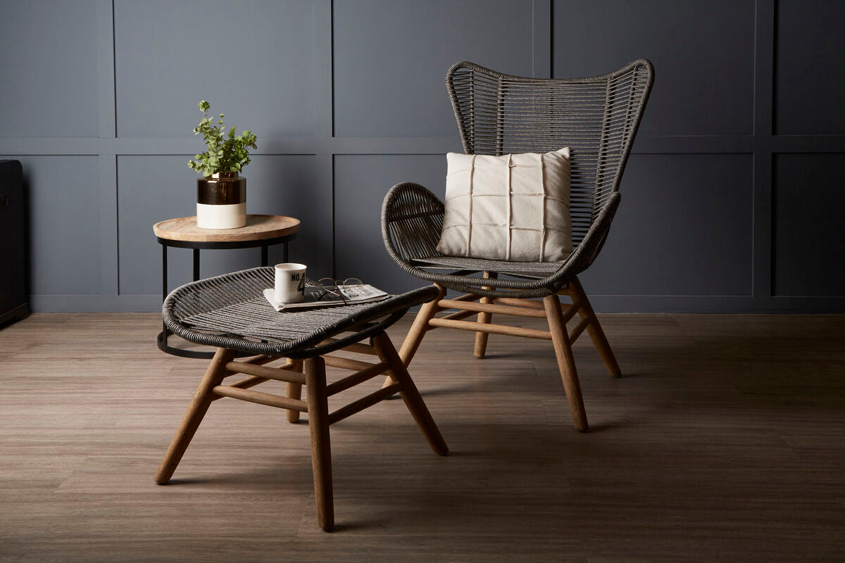 Sisal Grey Rope Lounge Chair & Footstool