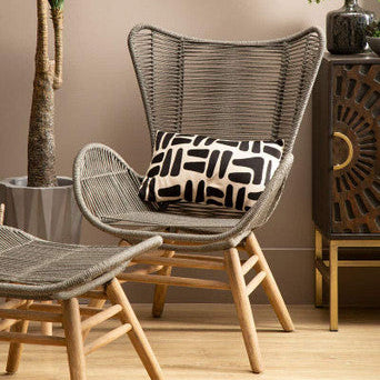 Sisal Grey Rope Lounge Chair & Footstool
