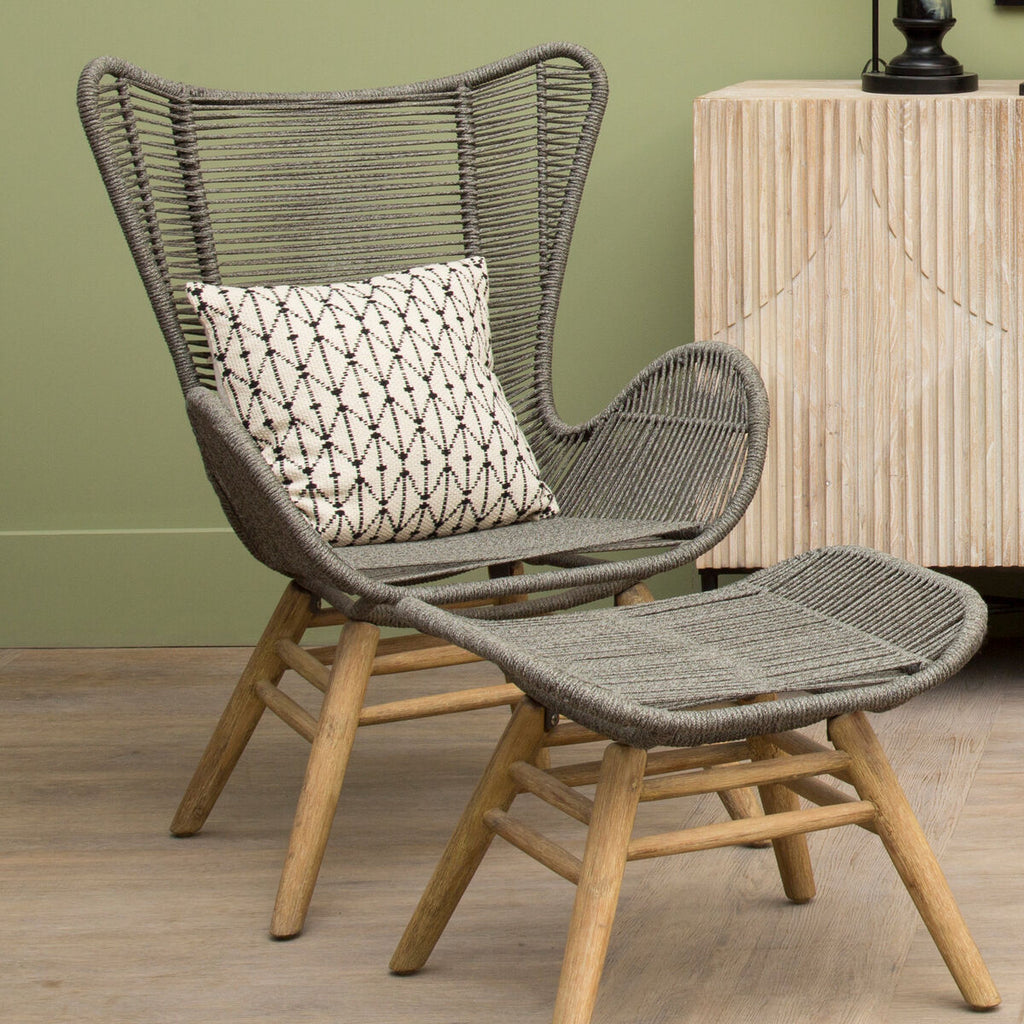 Sisal Grey Rope Lounge Chair & Footstool
