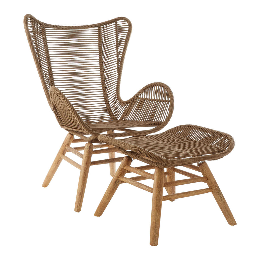 Sisal Latte Rope Lounge Chair & Footstool