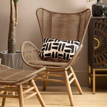 Sisal Latte Rope Lounge Chair & Footstool