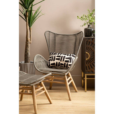 Sisal Latte Rope Lounge Chair & Footstool