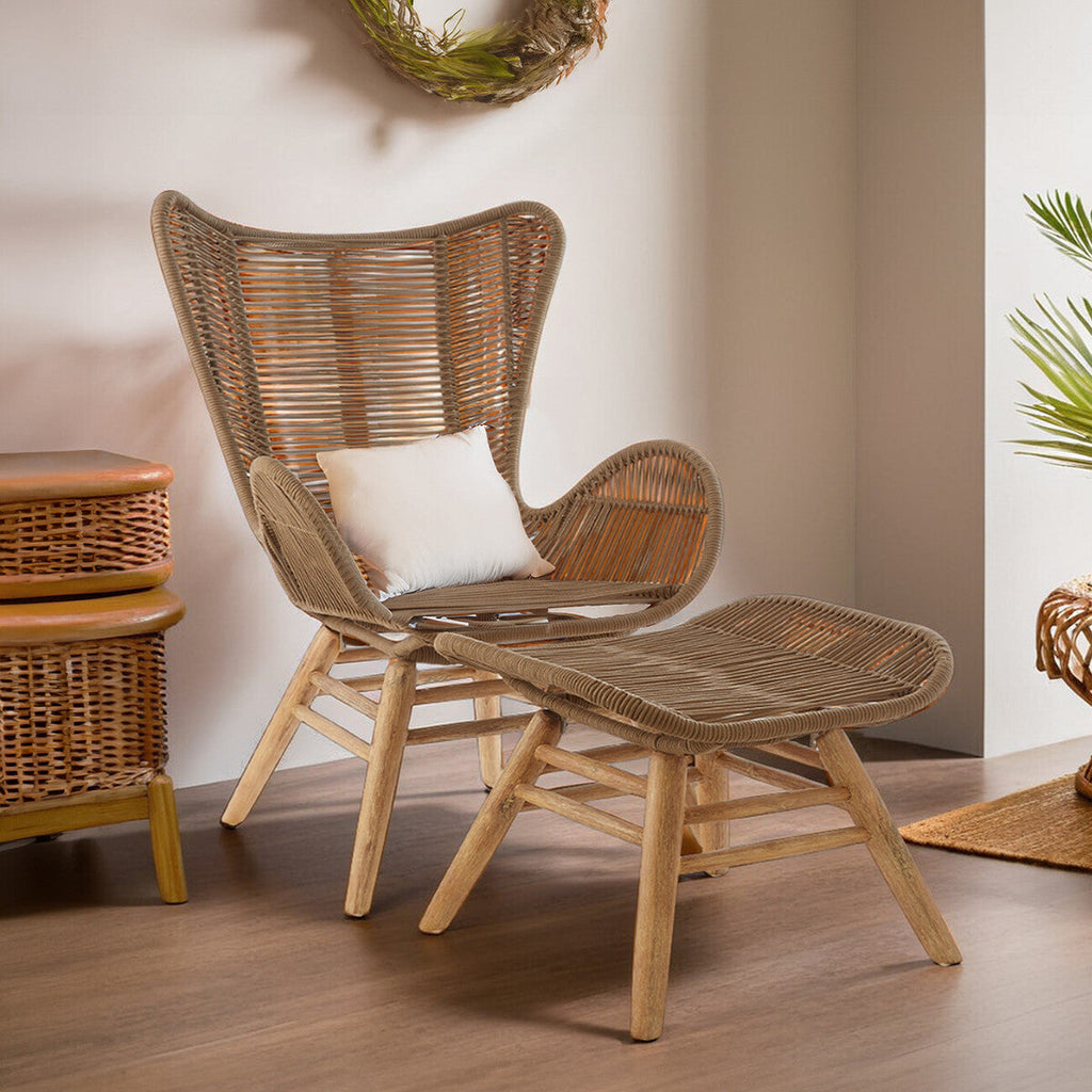 Sisal Latte Rope Lounge Chair & Footstool