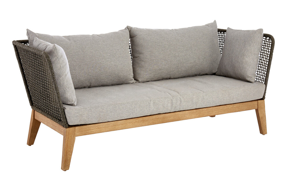 3 Seat Grey Sofa With Wooden Legs, Opus