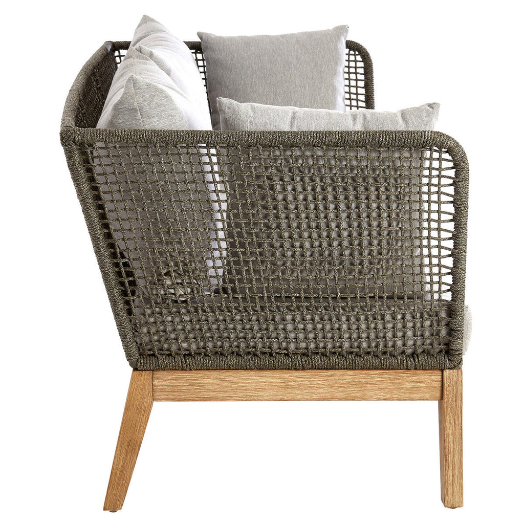 3 Seat Grey Sofa With Wooden Legs, Opus