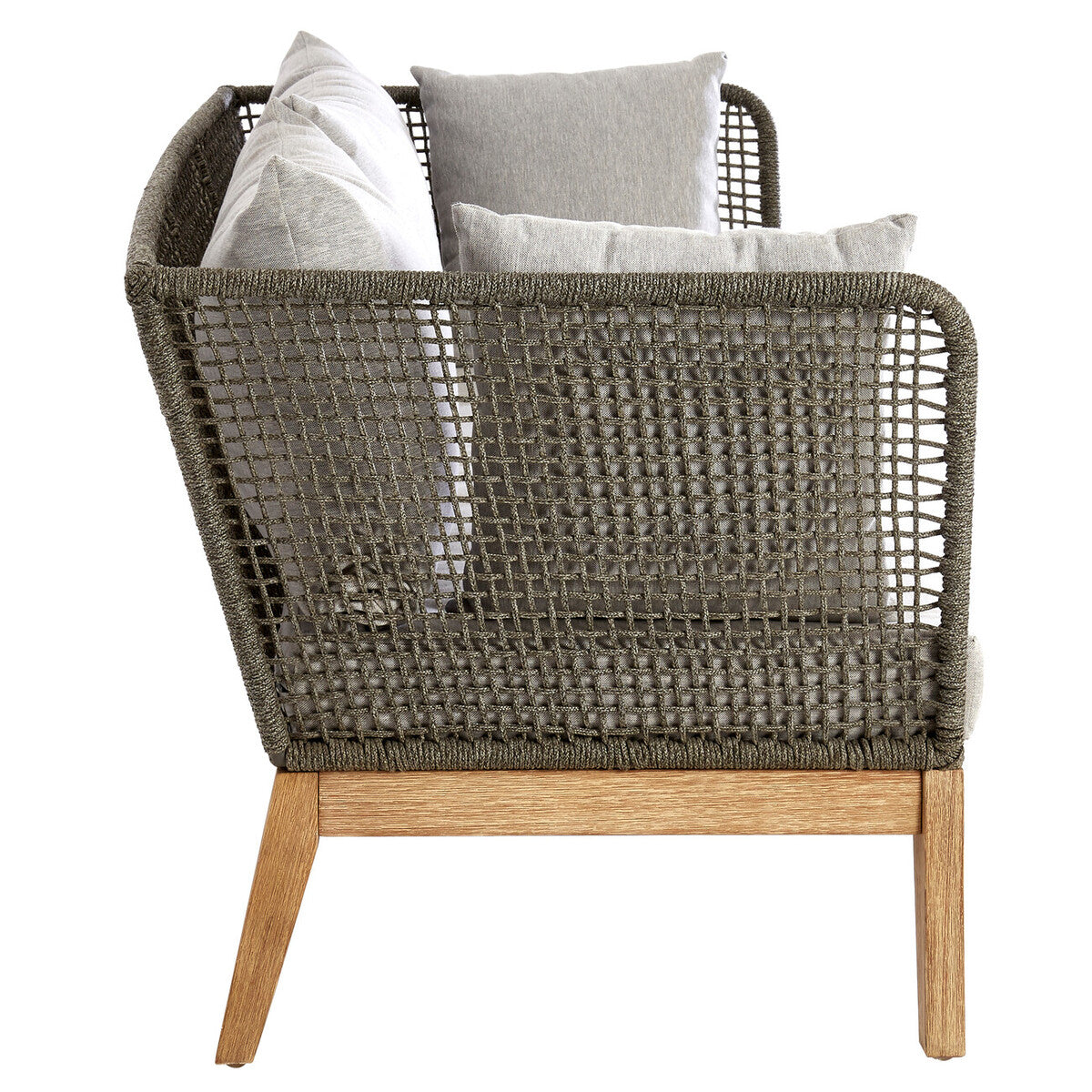 3 Seat Grey Sofa With Wooden Legs, Opus