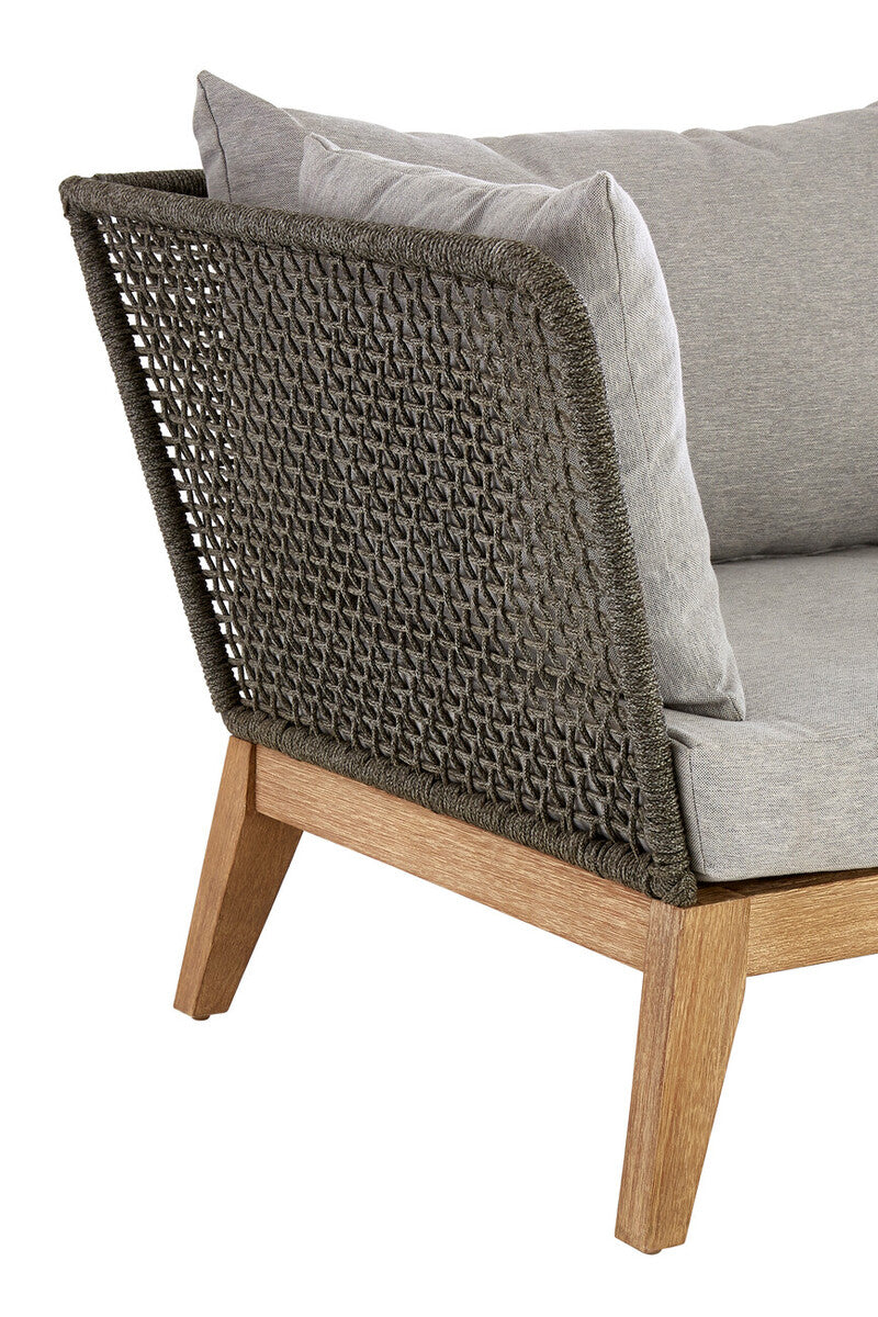 3 Seat Grey Sofa With Wooden Legs, Opus