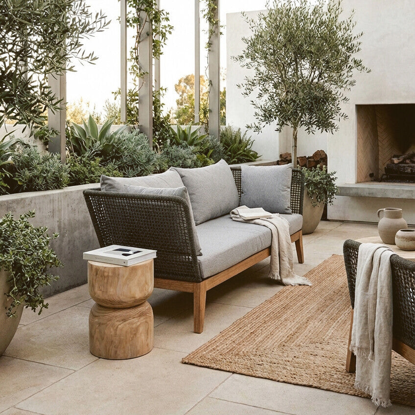 3 Seat Grey Sofa With Wooden Legs, Opus