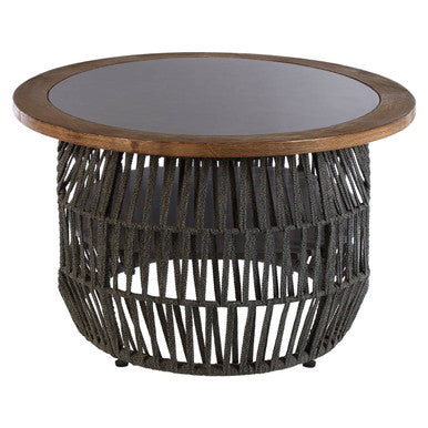 Grey Stone & Natural Wood Top Coffee Table With Rope Base, Opus