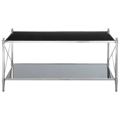 Black & Silver Two-Tier Mirrored Glass Console Table With Cross Design, Hoffmann