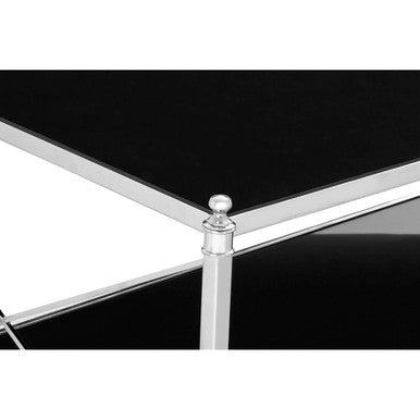 Black & Silver Two-Tier Mirrored Glass Console Table With Cross Design, Hoffmann