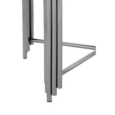 Black Granite Top Art Deco Side Table With Silver X-Shaped Cross, Clarice