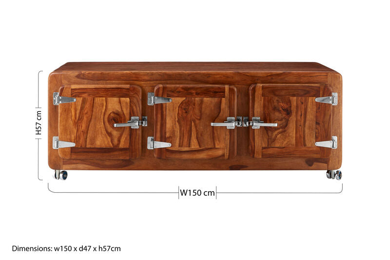 Marwar Wood Low Natural Industrial Sideboard