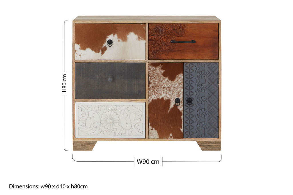 Marwar Tall Solid Wood Natural Sideboard