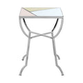 Pastel Mirror Top Square Side Table With Silver Stainless Steel Frame, Arbus