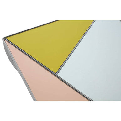 Pastel Mirror Top Square Side Table With Silver Stainless Steel Frame, Arbus