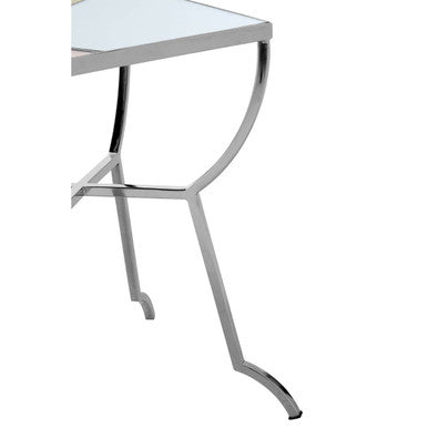 Pastel Mirror Top Square Side Table With Silver Stainless Steel Frame, Arbus