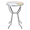 Pastel Mirror Top Round Side Table With Silver Stainless Steel Frame, Arbus