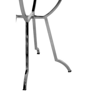 Pastel Mirror Top Round Side Table With Silver Stainless Steel Frame, Arbus