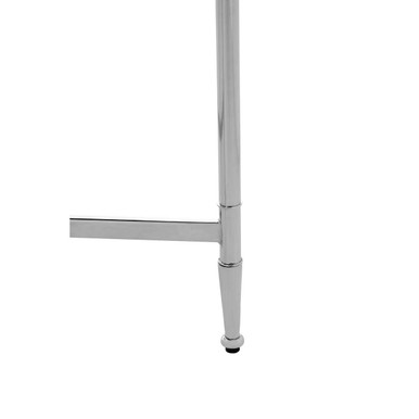 Round Mirrored Glass Top Side Table With Silver Metal Frame, Zach