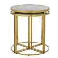 Black Tinted Glass Top 5 Piece Nesting Tables With Gold Frames, Axis