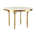 White Concrete Top Round Dining Table With Brushed Gold Metal Legs, Modica