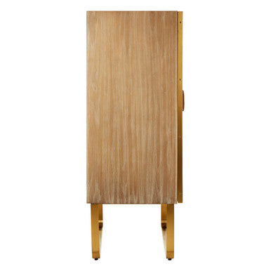 Modica Oak Wood & Brushed Gold Cabinet