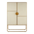 Modica Oak Wood & Brushed Gold Cabinet