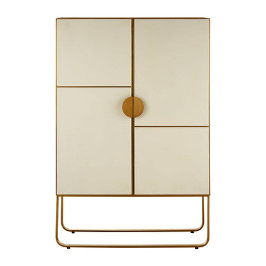 Modica Oak Wood & Brushed Gold Cabinet