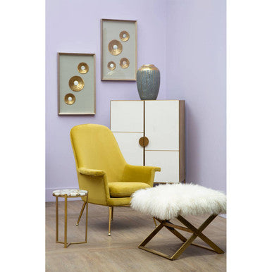 Modica Oak Wood & Brushed Gold Cabinet