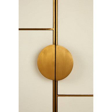 Modica Oak Wood & Brushed Gold Cabinet