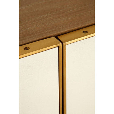 Modica Oak Wood & Brushed Gold Cabinet