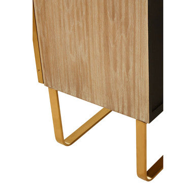 Modica Oak Wood & Brushed Gold Cabinet