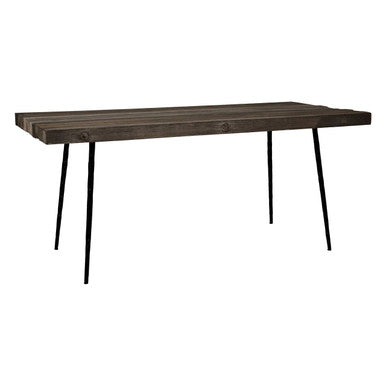 Rustic Oak Rectangular Dining Table With Black Iron Legs, Mason