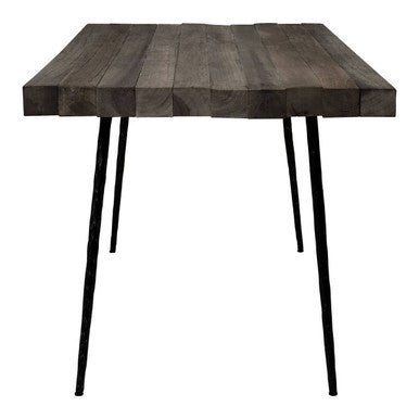 Rustic Oak Rectangular Dining Table With Black Iron Legs, Mason