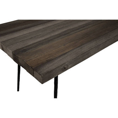 Rustic Oak Rectangular Dining Table With Black Iron Legs, Mason