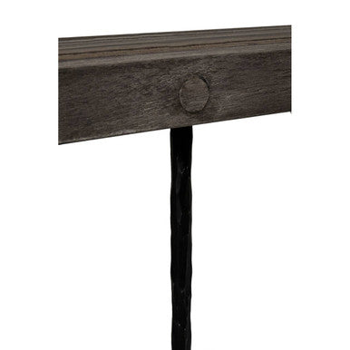 Rustic Oak Rectangular Dining Table With Black Iron Legs, Mason