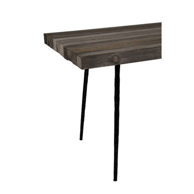 Rustic Oak Rectangular Dining Table With Black Iron Legs, Mason