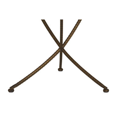 Brown Two Tone Elm Wood Small Side Table With Antique Brass Iron Legs, Elmo