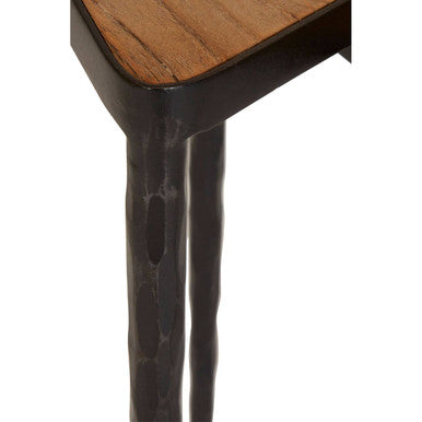 Black & Brown Elm Wood Set Of 3 Triangular Nesting Tables With Black Iron Legs, Elmo