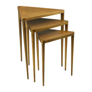 Gold Snug Design Set Of 3 Triangular Nesting Tables, Compo