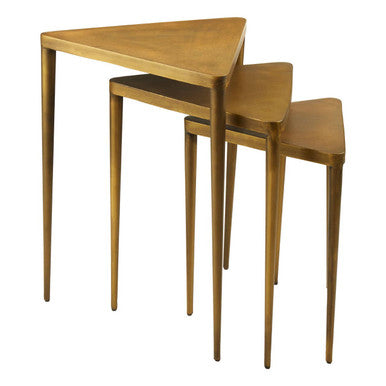 Gold Snug Design Set Of 3 Triangular Nesting Tables, Compo